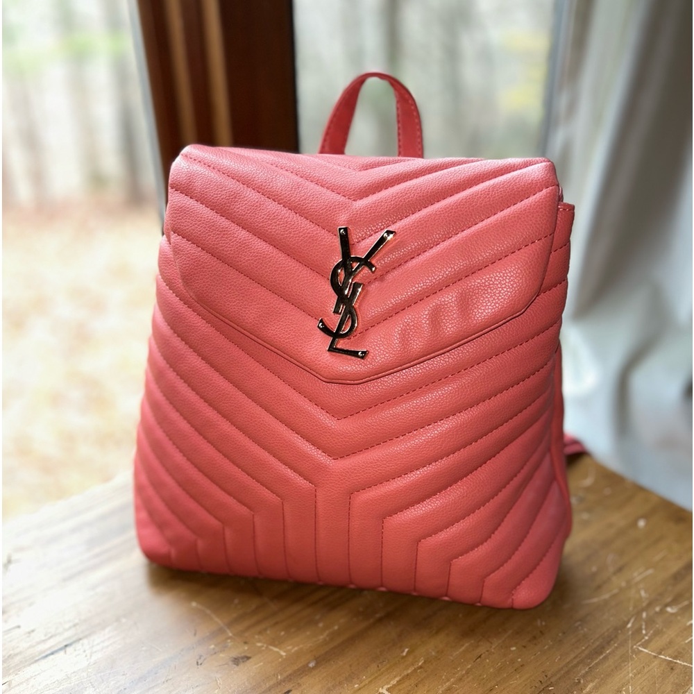 Luxury backpack with Y S L logo